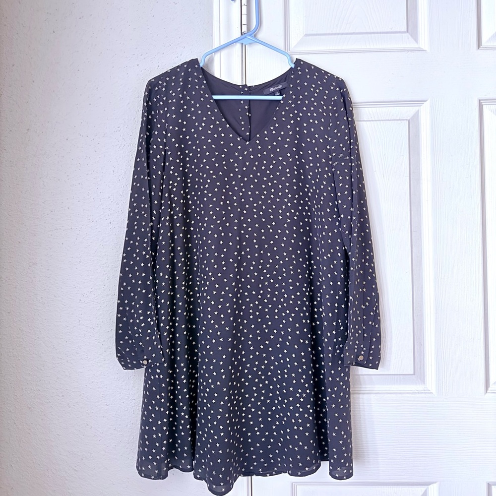 Madewell Black Long Sleeve Dress with Stars